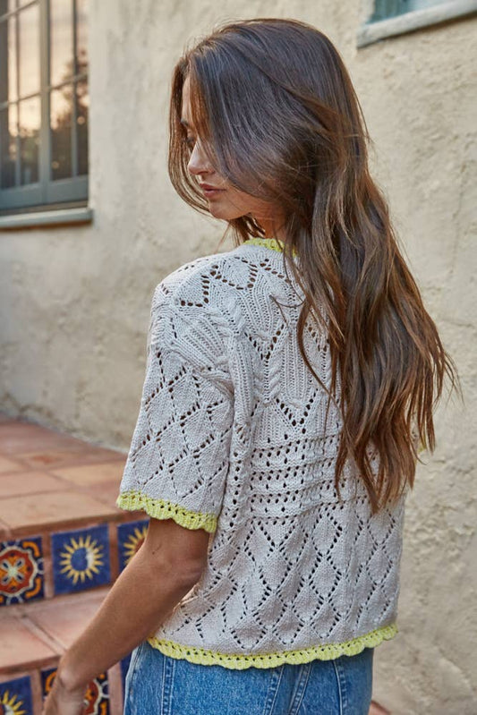 Ciela Crochet Short Sleeve Sweater