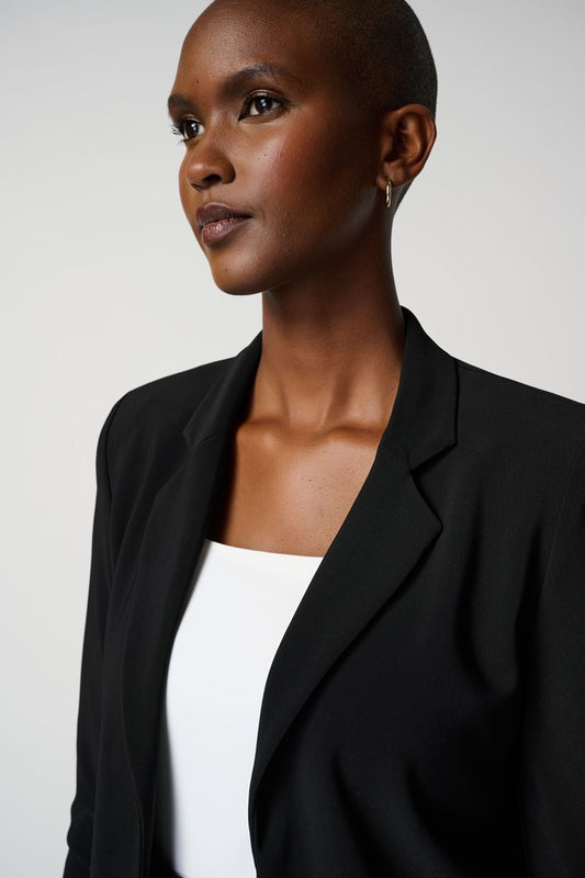 Rounded Hem Crop Blazer Black
