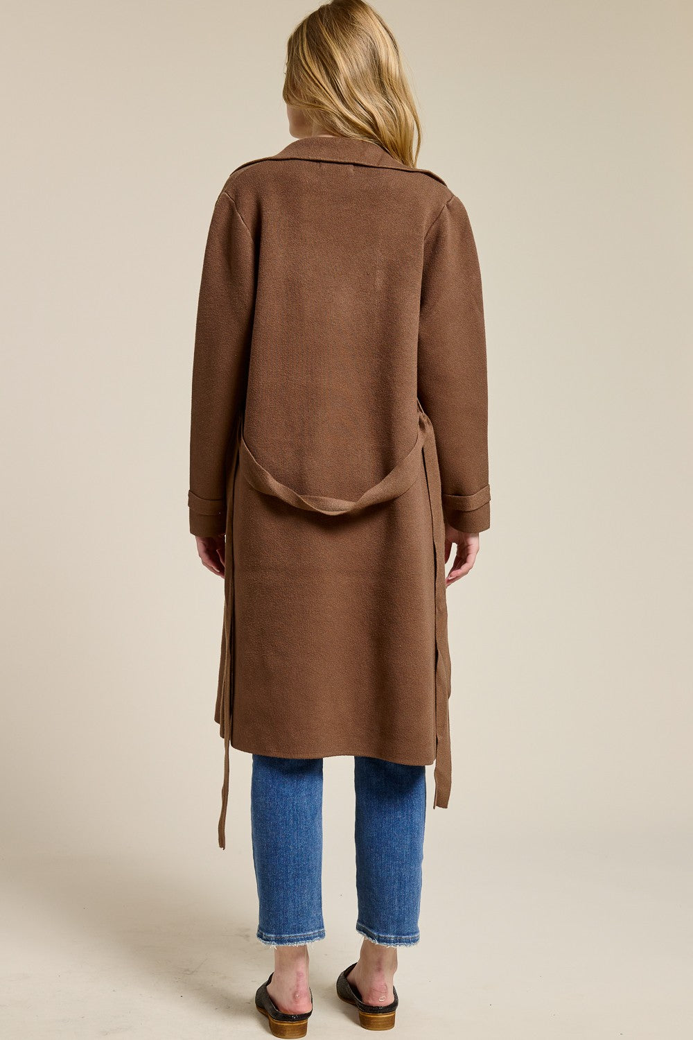 Cashmere Blend Belted Trench Coat Brown