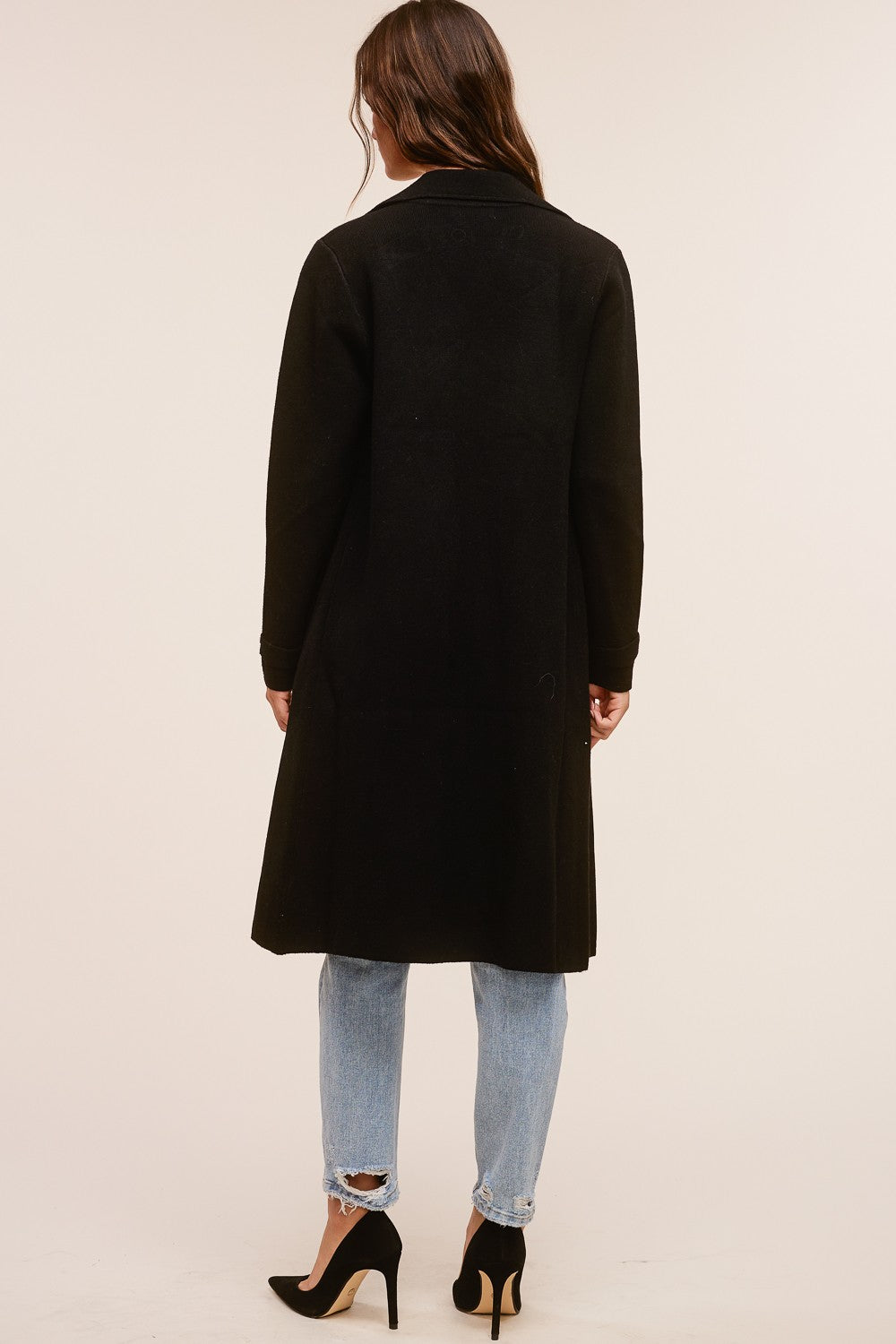 Cashmere Blend Belted Trench Coat Black