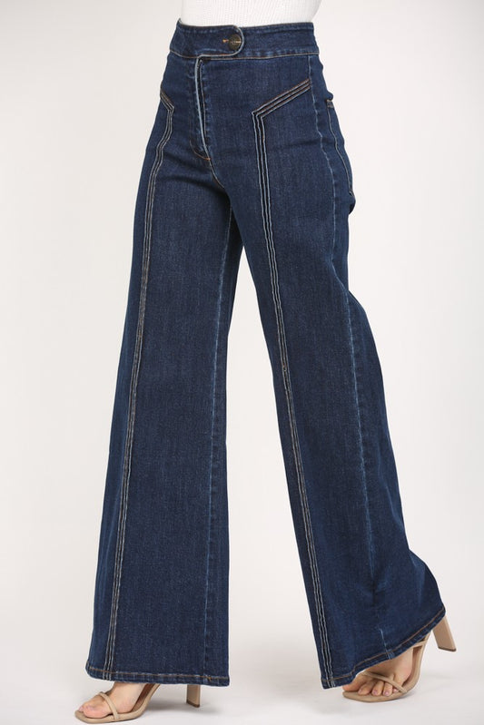 Wide Leg Jeans with Seam Detail
