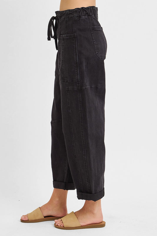 High Rise Crop Barrel Cargo Pants