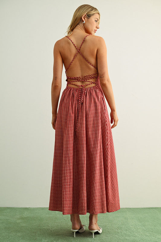 Gingham Tie Back Dress