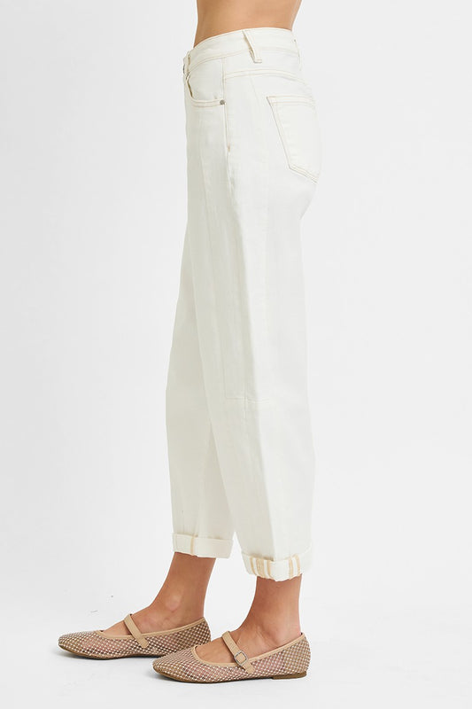 High Rise Cuffed Barrel Pants