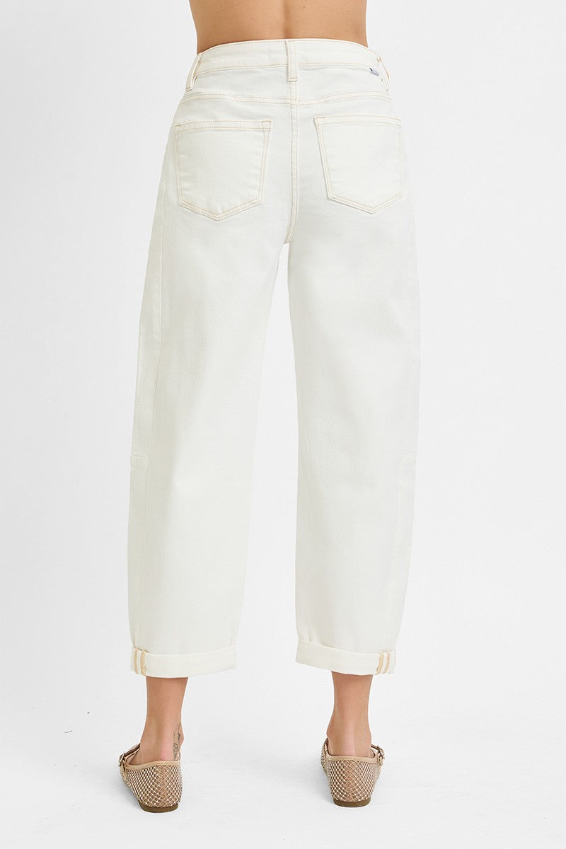 High Rise Cuffed Barrel Pants