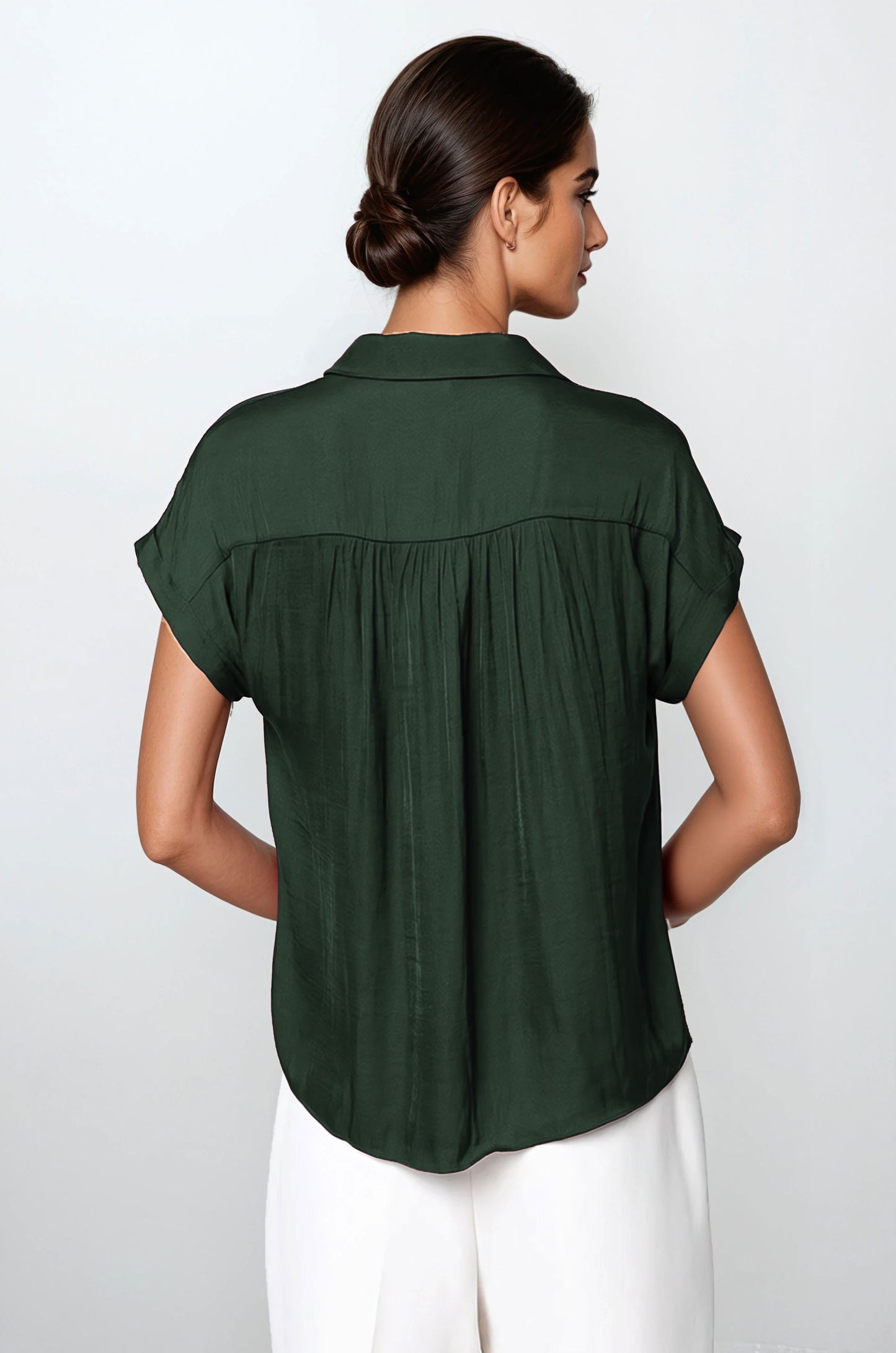 Short Sleeve Blouse Forest Green