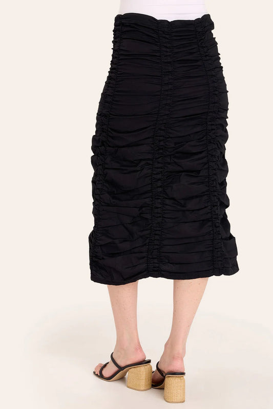 Double Shirred Panel Skirt Black