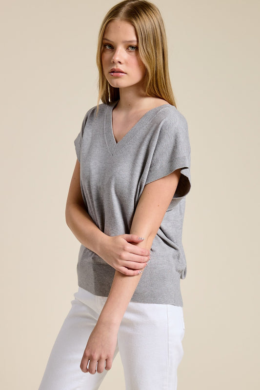 Luxe Dolman V-Neck Sweater Tee