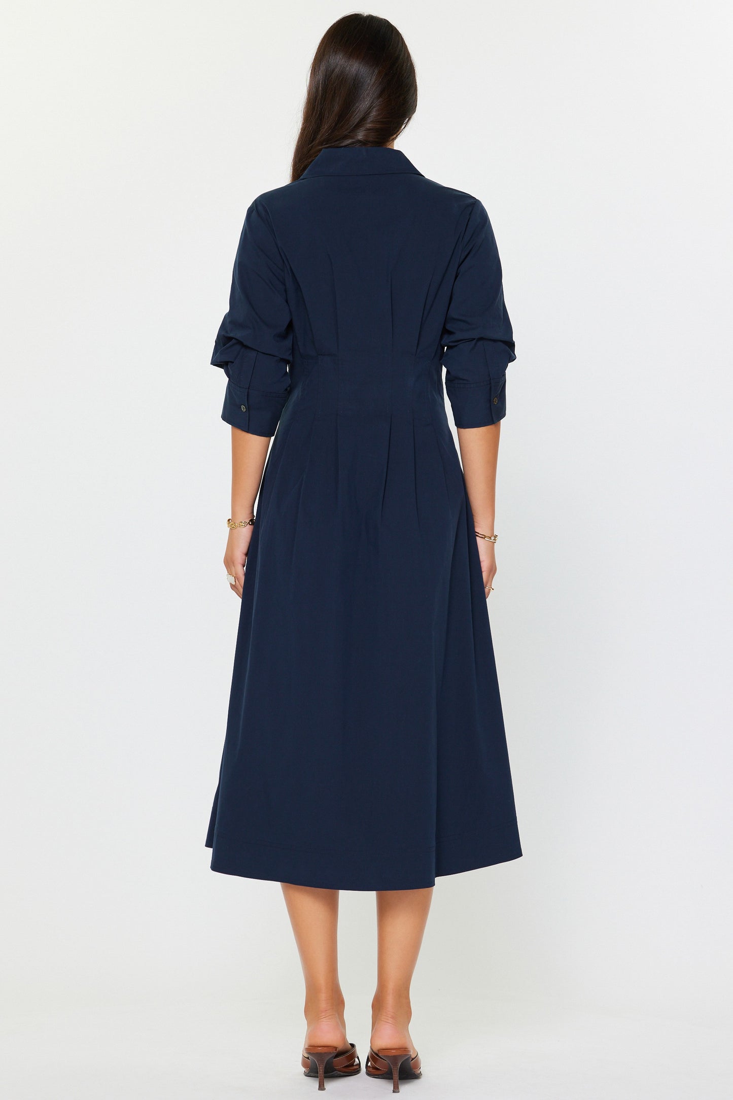 Button Down A-line Midi Dress