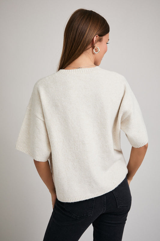 Crew Neck Boxy Sweater Cream