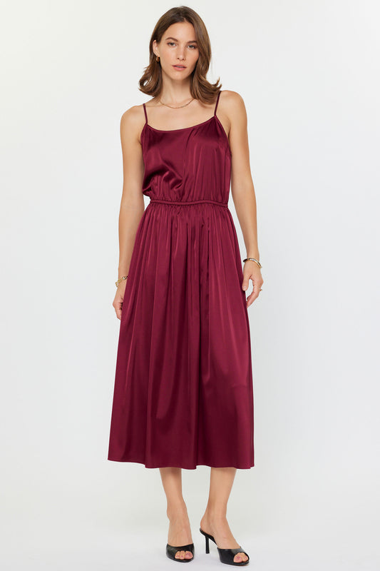 Sheer Detail Sweater & Cami Dress Set Wine