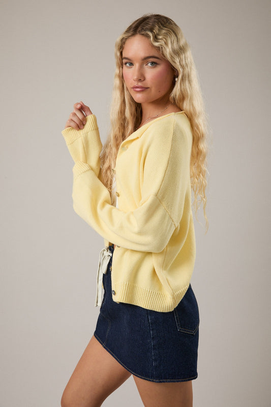 Rolled Neckline Butter Cardigan