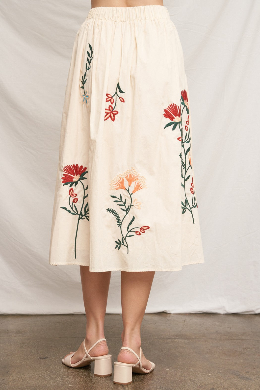 Embroidered Detail Midi Skirt