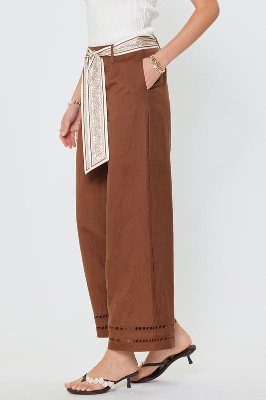 Linen Pants with Scarf Belt