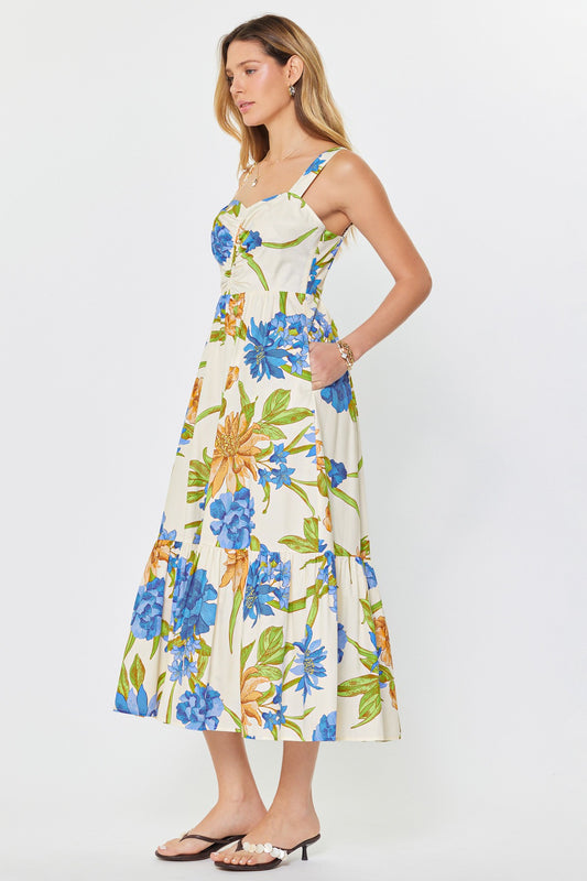 Floral Print Sleeveless Midi Dress