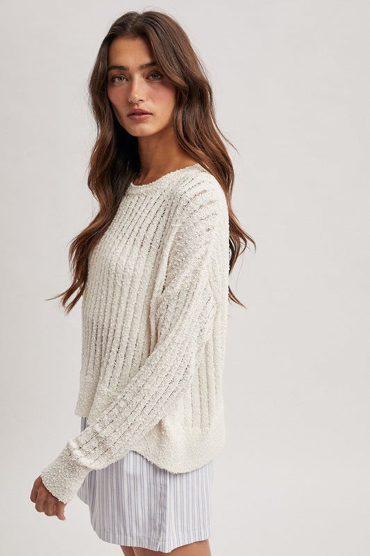 Boucle Ribbed Sweater Off White