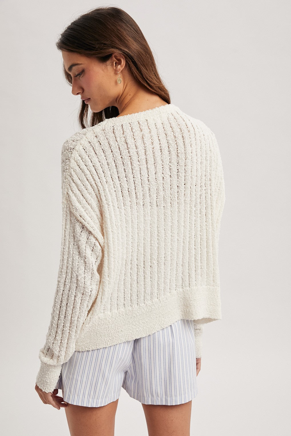 Boucle Ribbed Sweater Off White