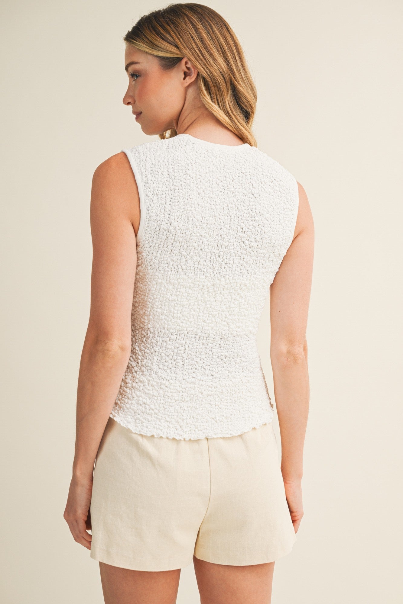 Textured Popcorn Knit Sleeveless Top