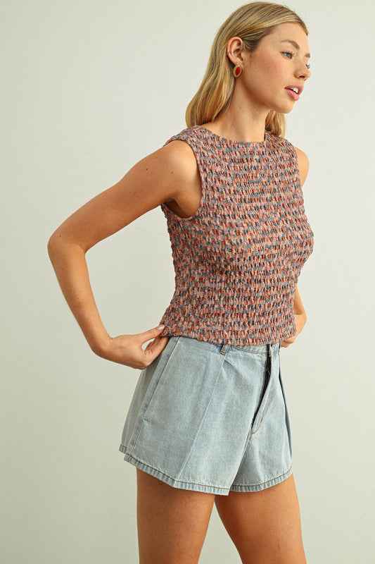 Multi Color Sleeveless Knit Top