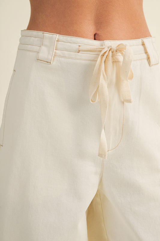 High Rise Wide Leg Utility Twill Pants