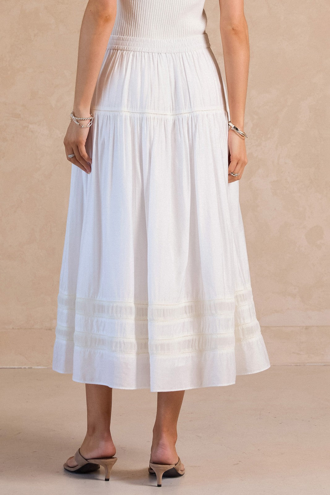 Tiered A-line Midi Skirt