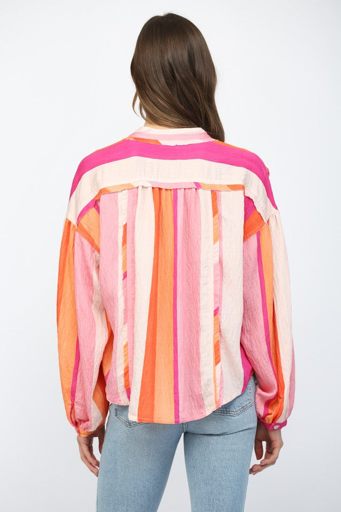 Boxy Button Down Stripe Shirt