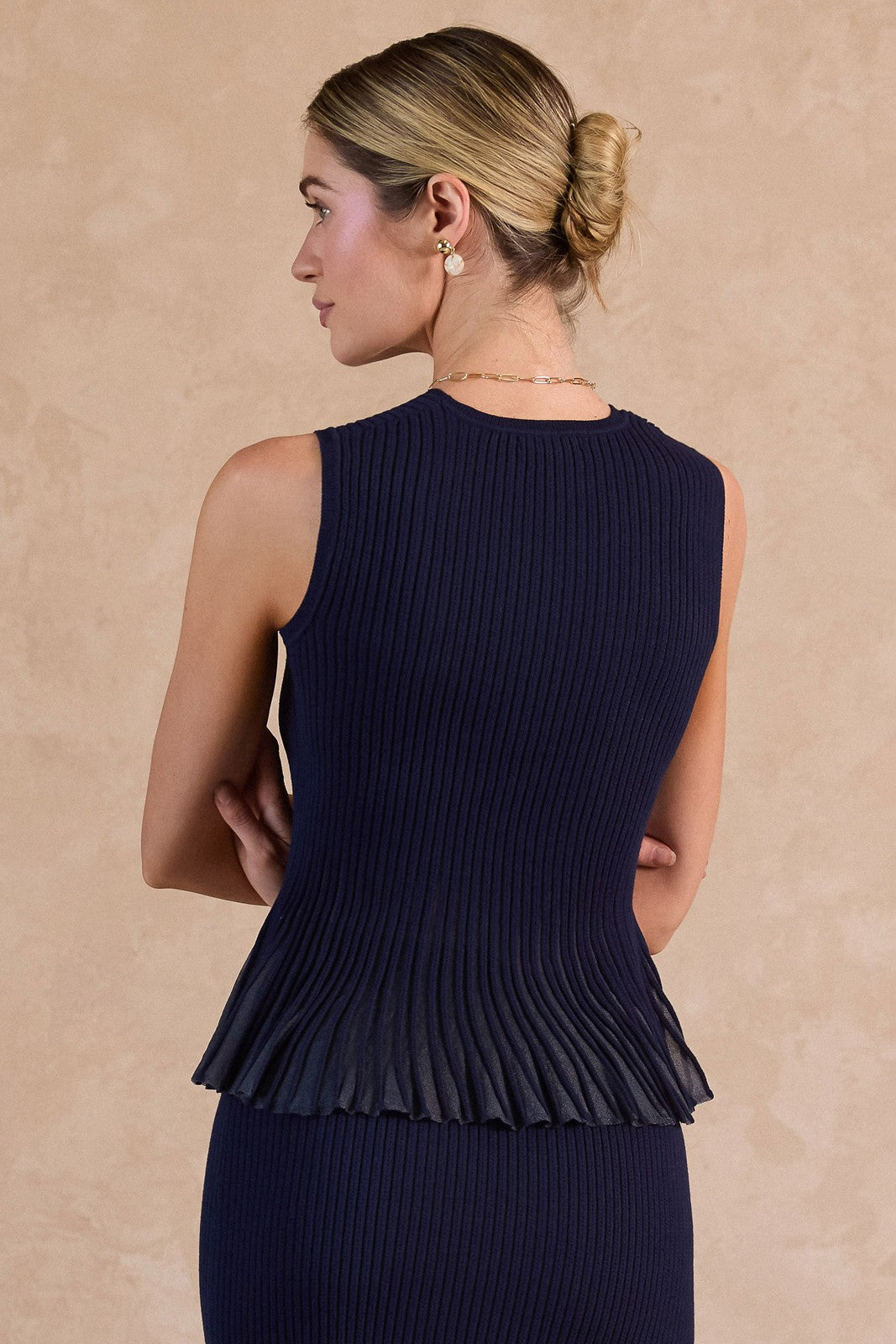 Sleeveless Sweater Peplum Tank Top