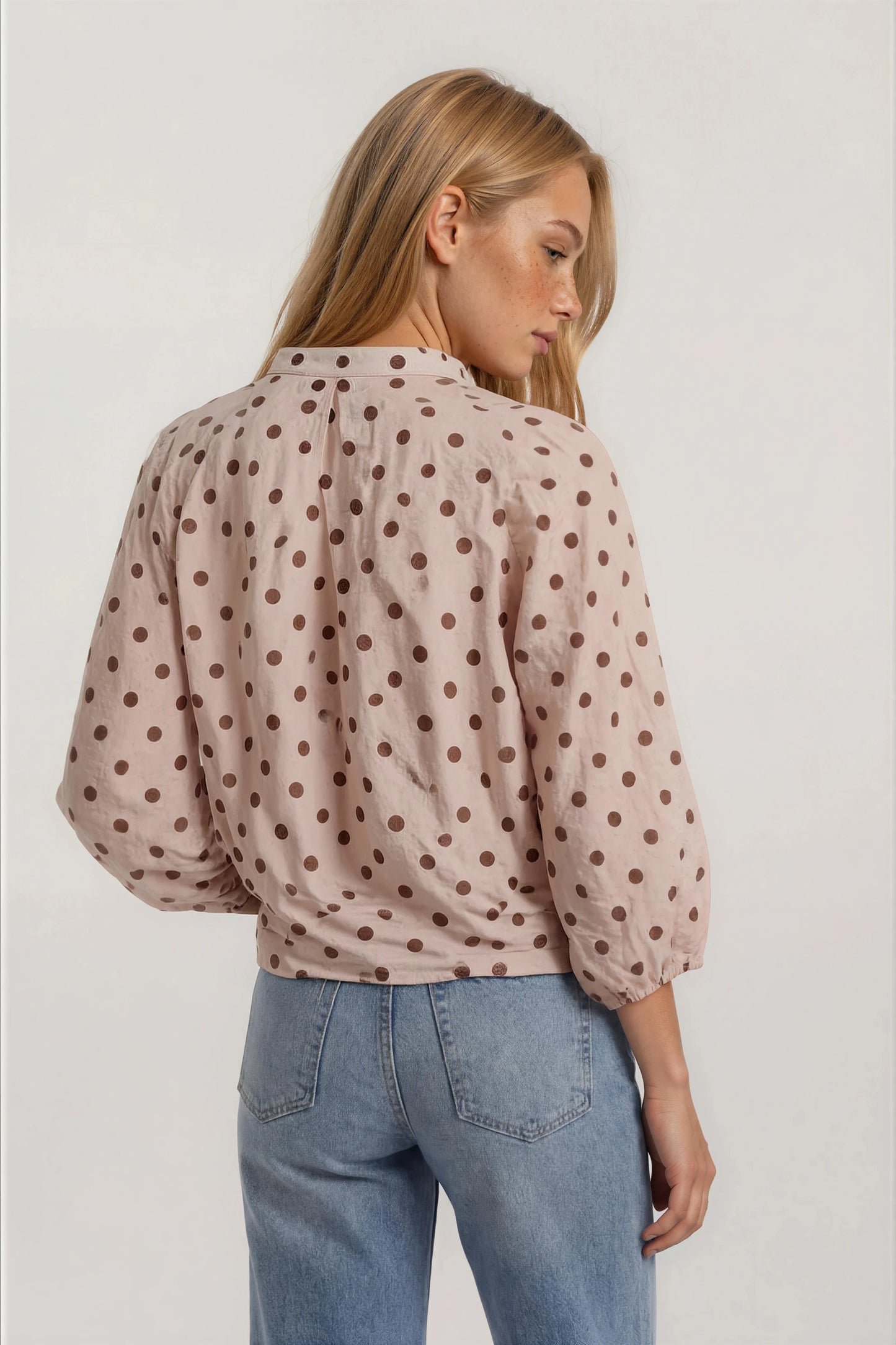 Polka Dot Self Tie Blouse