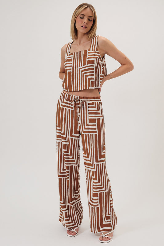 Square Neck Geo Print Top