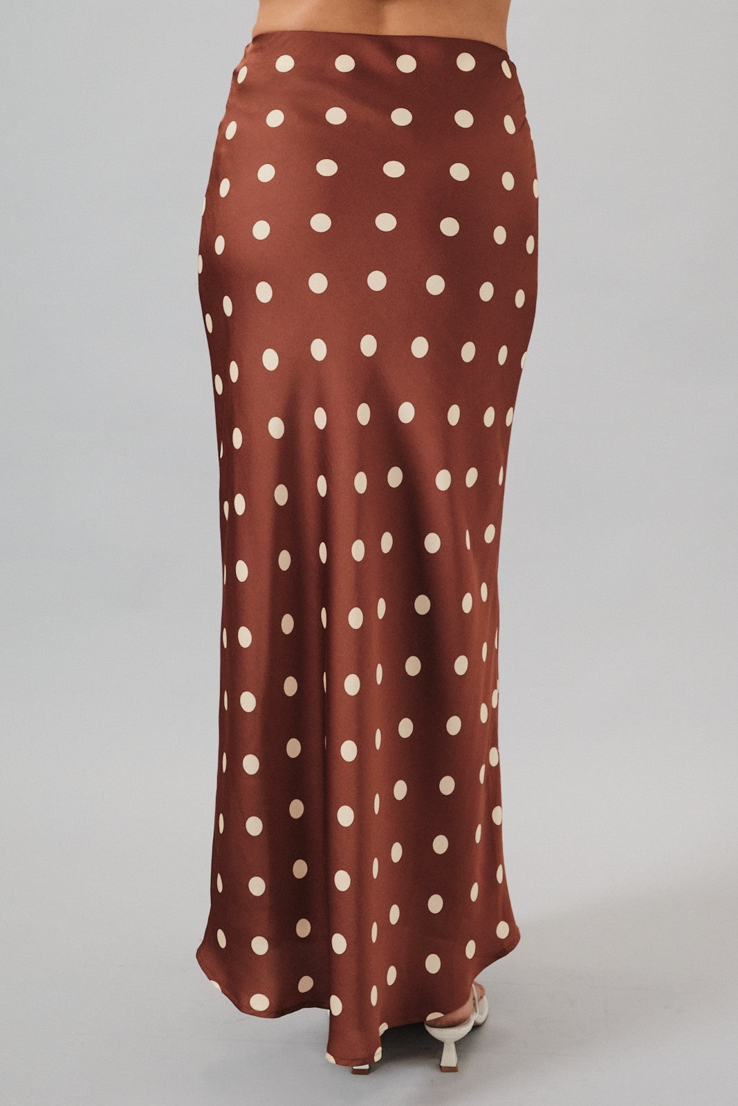 Polka Dot Satin Midi Skirt