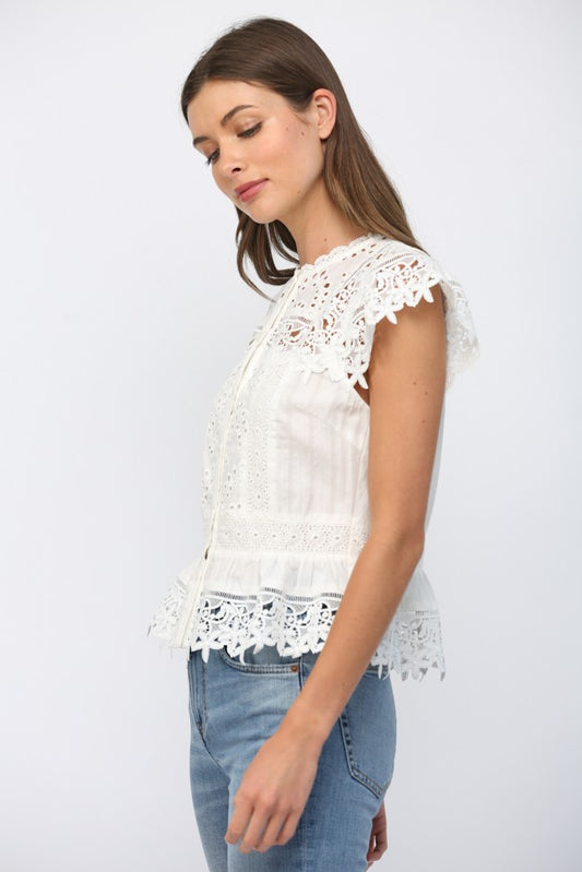 Lace & Eyelet Peplum Blouse