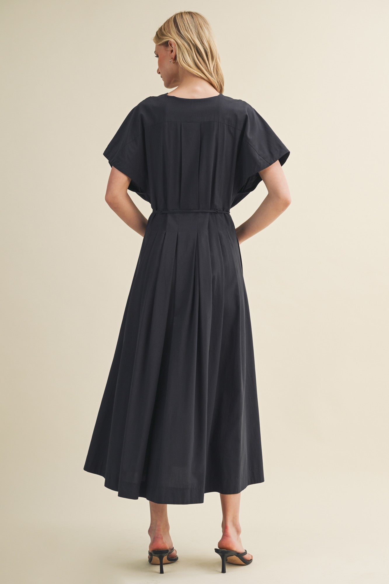 Drawstring Waist Dolman Sleeve Dress