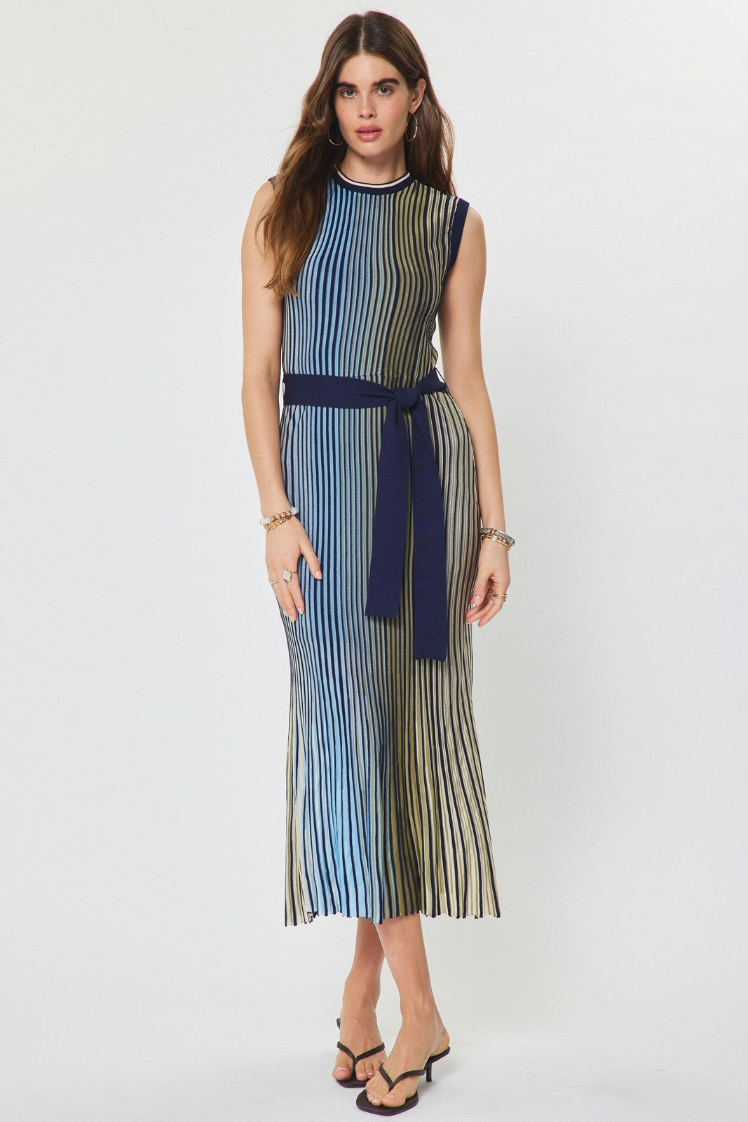midi dress knit salur Striped General Fabric: Sequin Mothers Style with white heeled Rental Period:6 DAYS