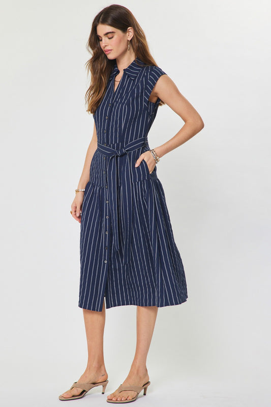 Striped Button Down Midi Dress