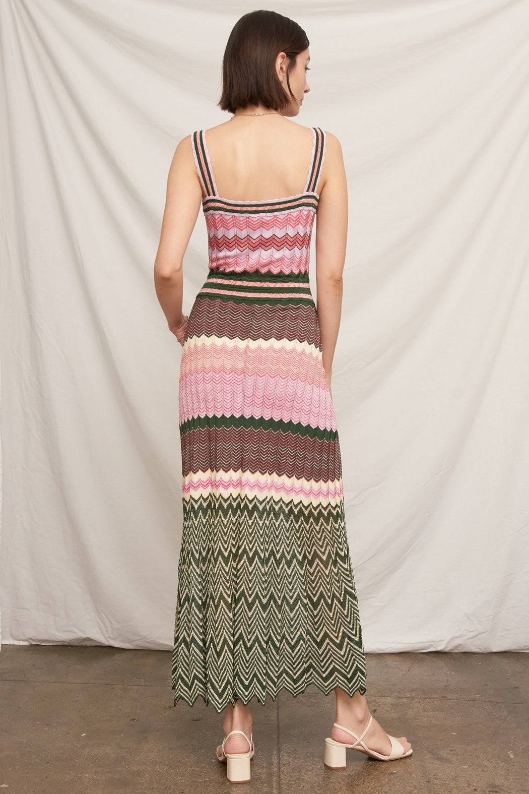 Multicolor Chevron Knit Maxi Dress