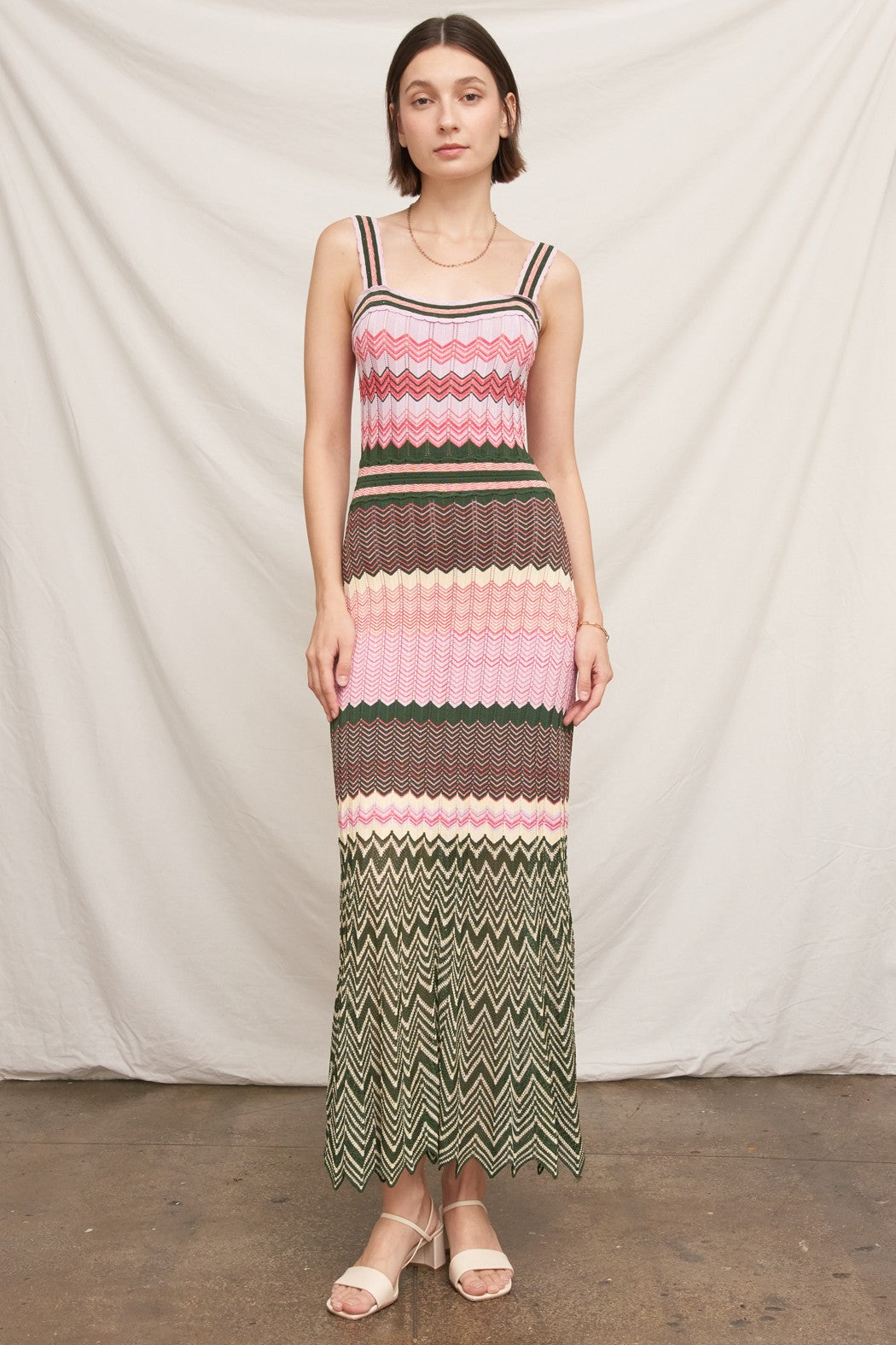 Multicolor Chevron Knit Maxi Dress