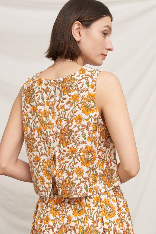Sleeveless Floral Print Top