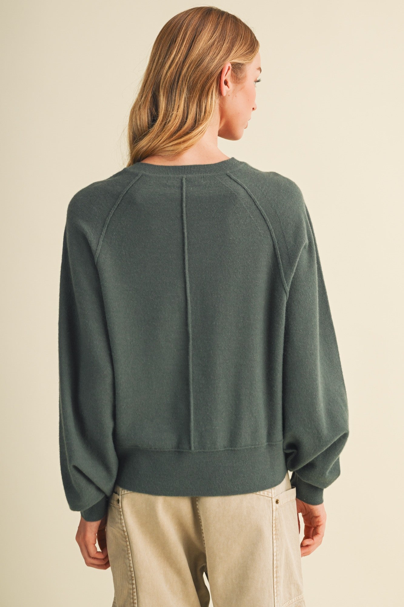 Brushed Knit Henley Raglan Pullover