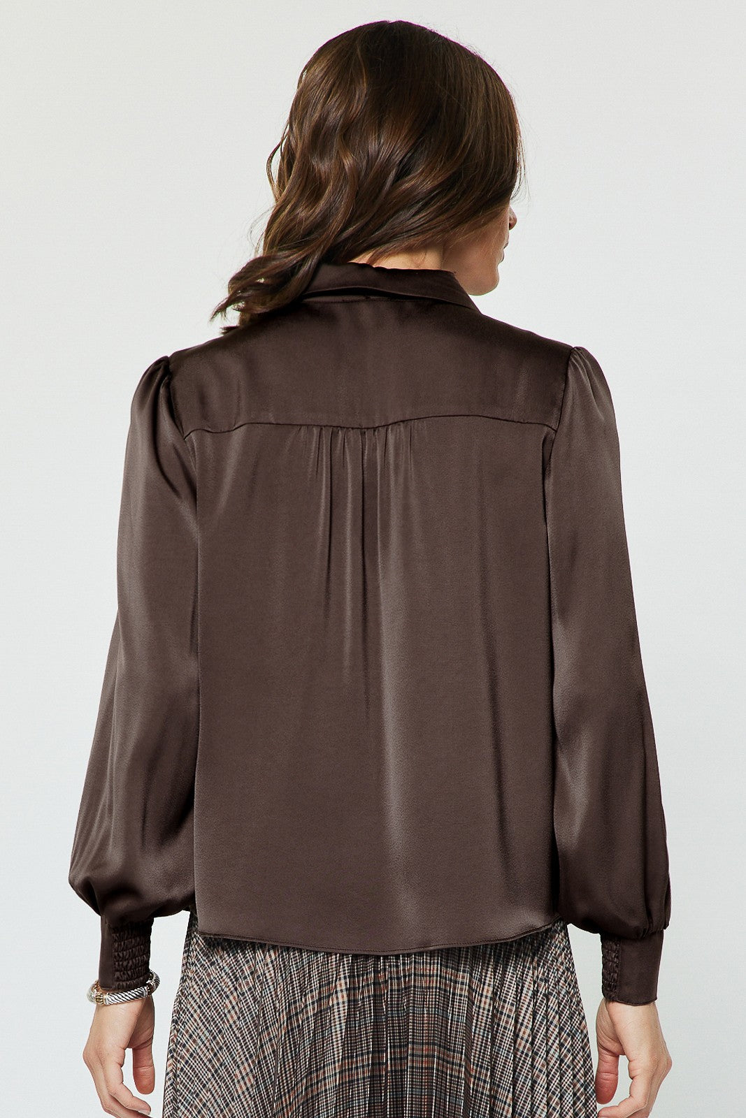 Satin Blouse with Bow Tie