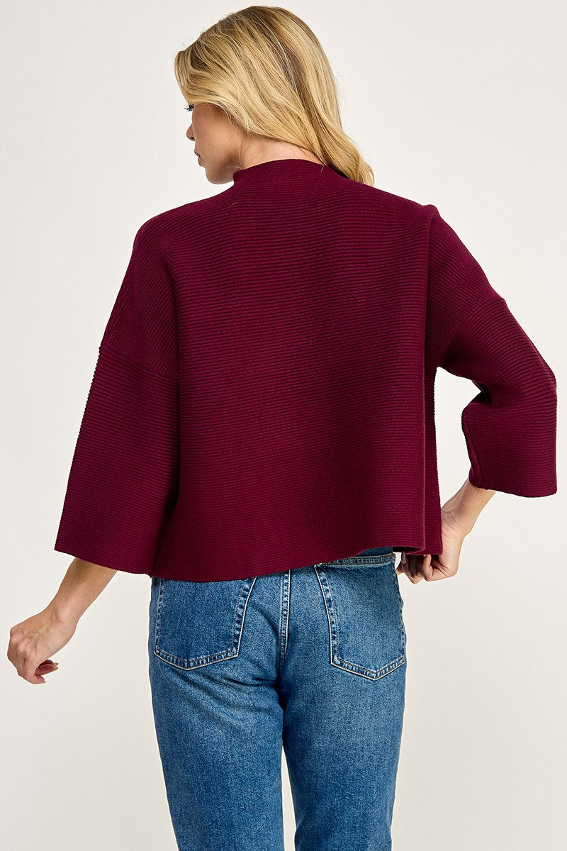 Mock Neck Ribbed Sweater Bloody Mary