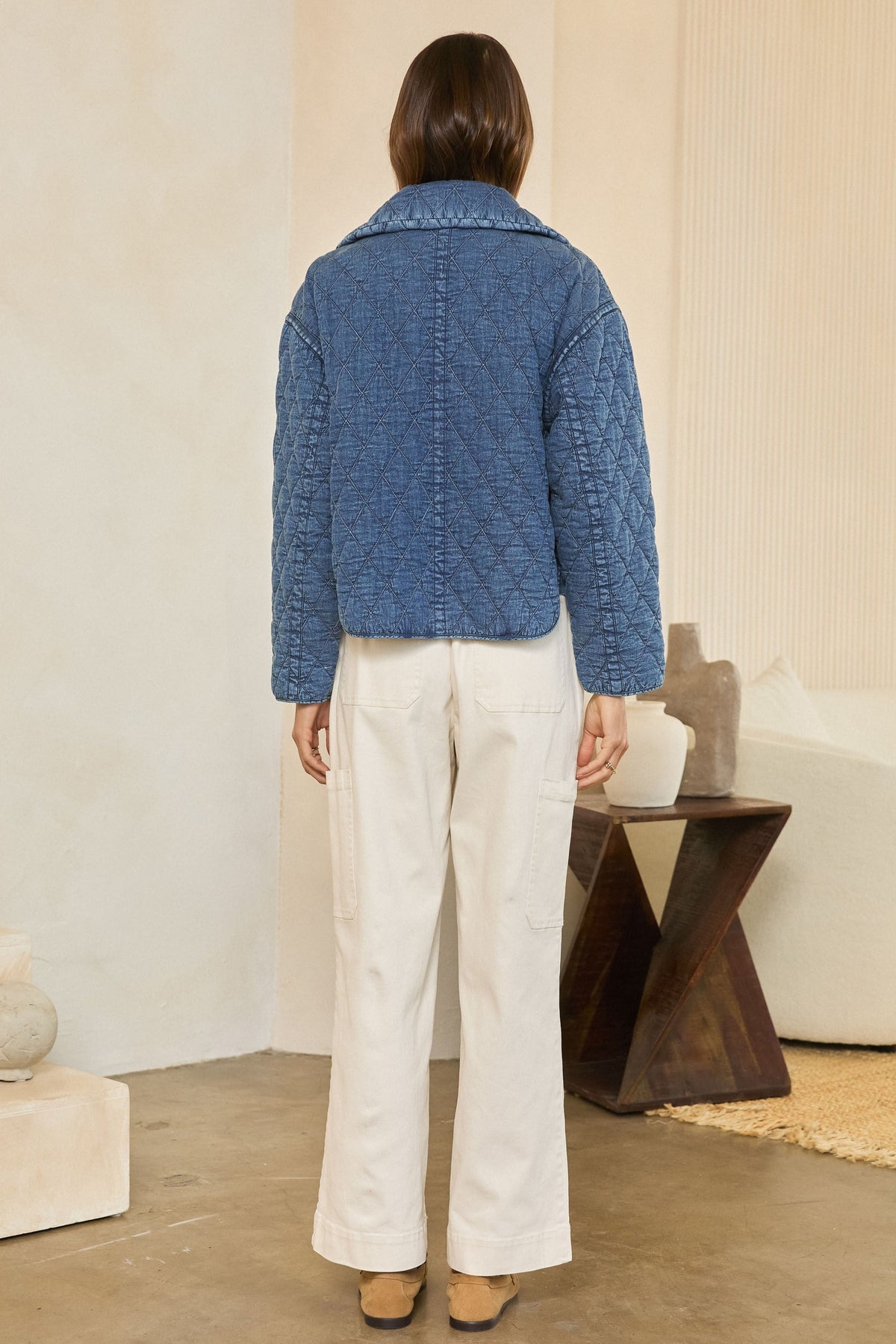Quilted Funnel Neck Jacket