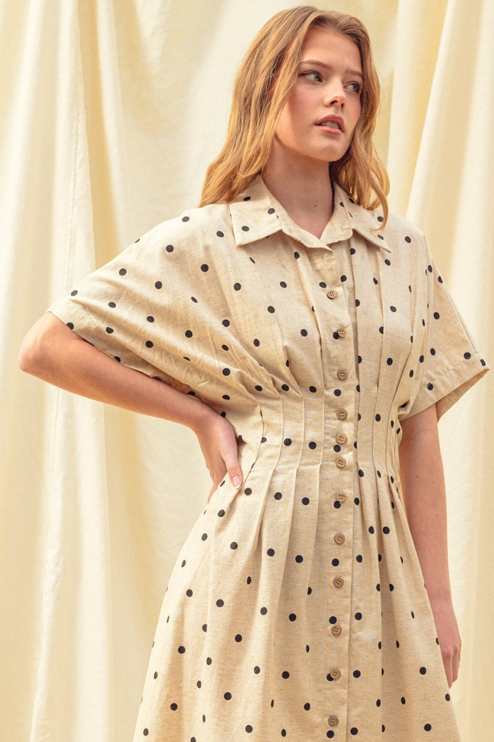 Polka Dot Button Front Dress