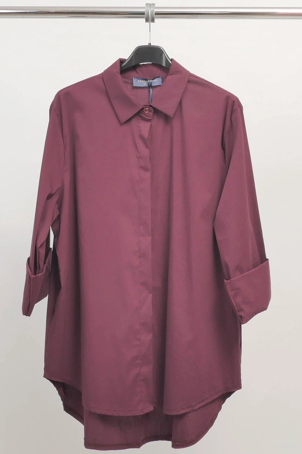 Straight Fit Shirt with Hidden Placket Prune