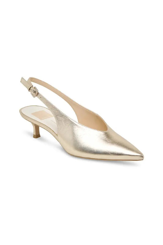 Alenna Crinkle Patent Slingback Heels Light Gold