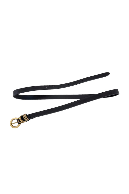 Alie Skinny Leather Belt Black