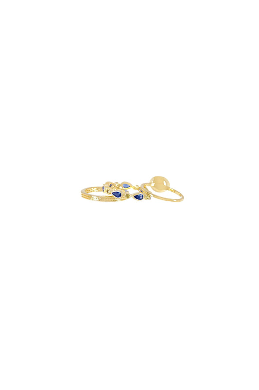 Amazonite & CZ Stack Ring Set