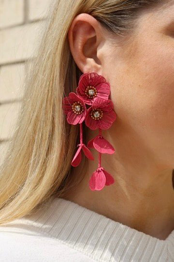 Audrey Flower Earrings Maroon