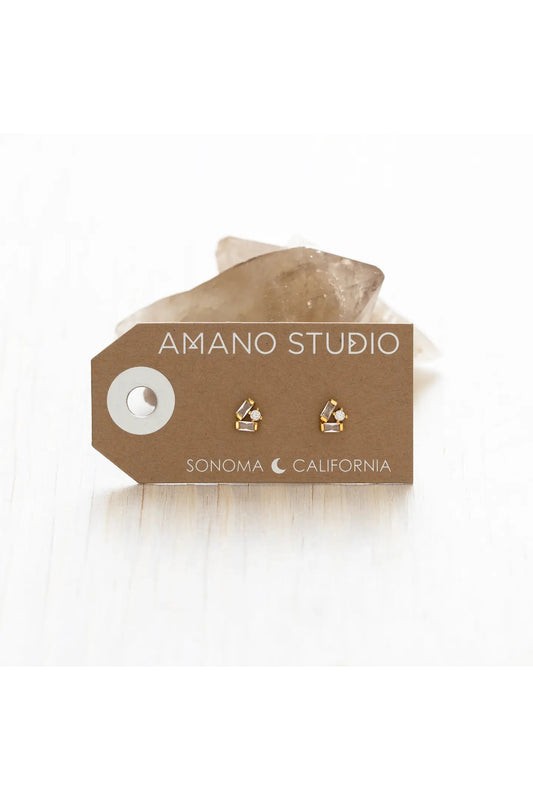 Baguette Crystal Cluster Studs