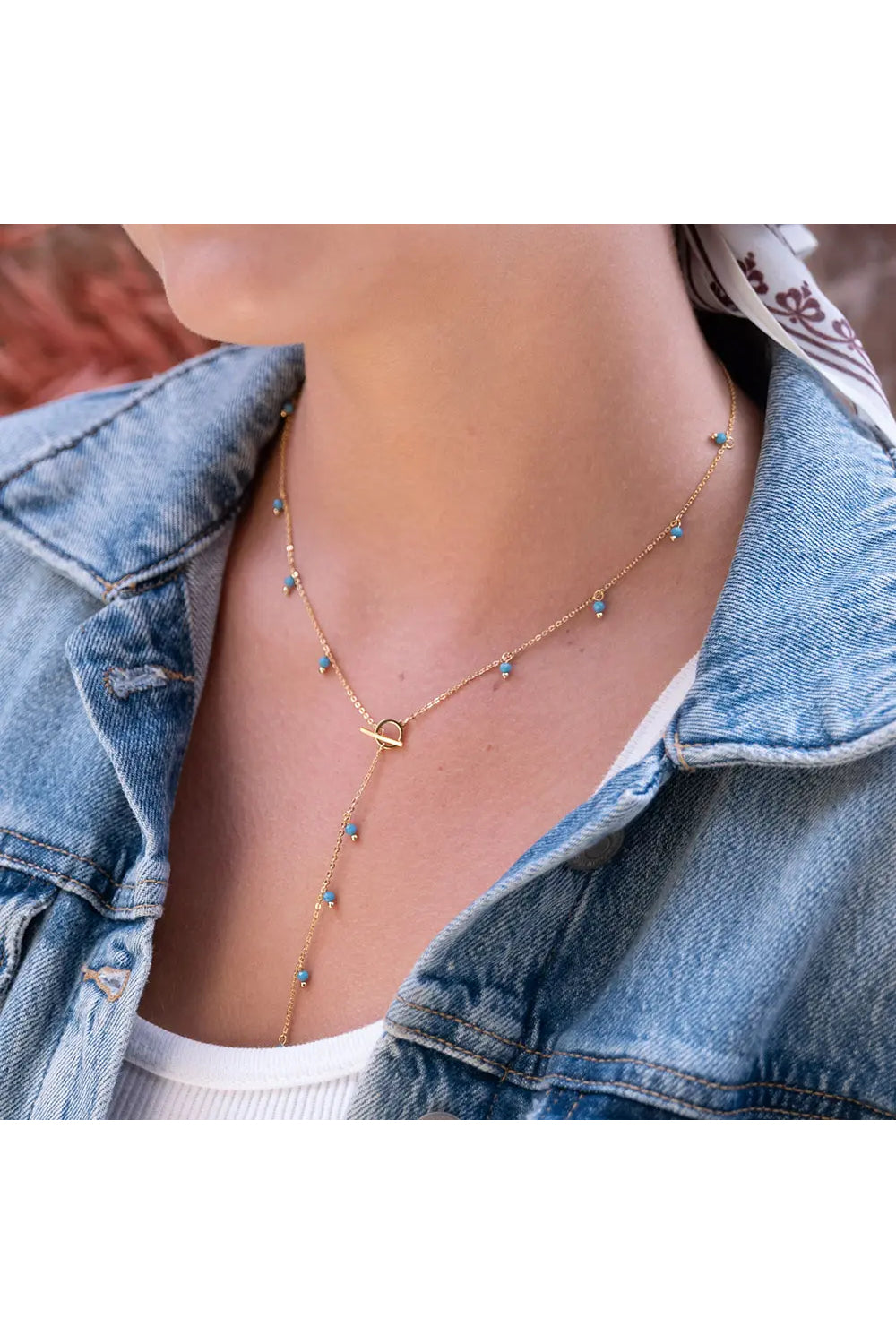 Beaded Lariat Necklace Turquoise