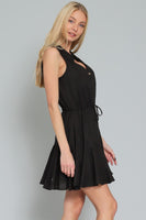 Black Sleeveless Collared Mini Dress